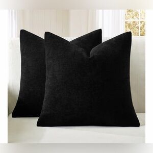 NEW Black Couch Pillow Covers 18x18” Set of 2 Soft Chenille